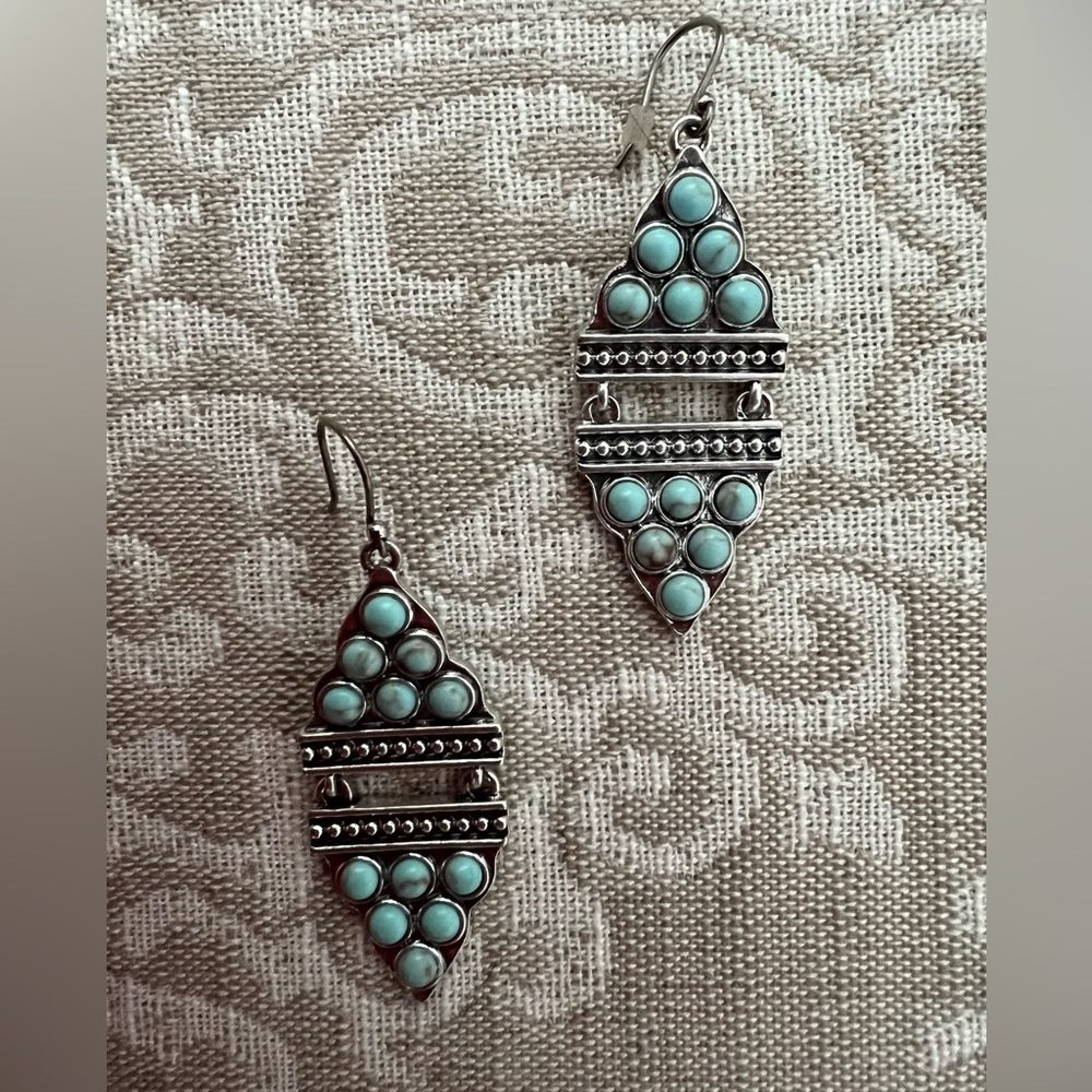 Gorgeous Silver Tone Turquoise Color Earrings